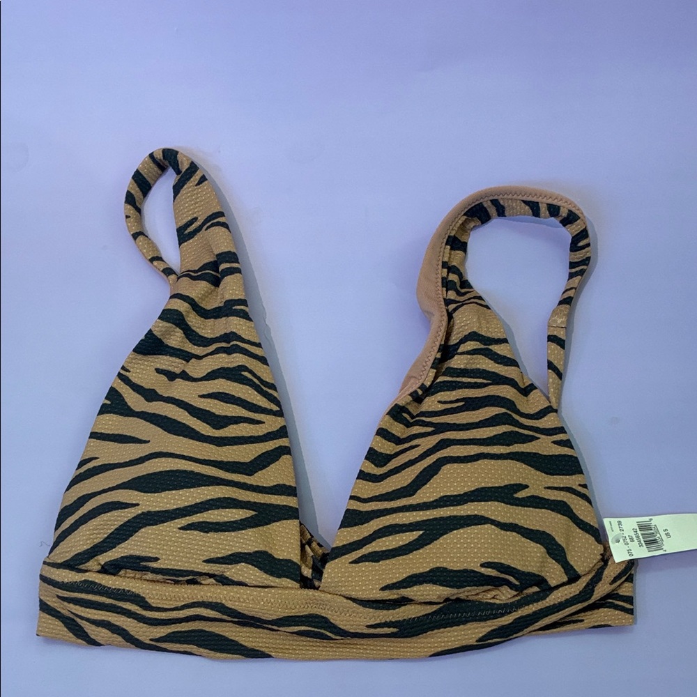 Aerie Brown and Black Tiger Print Bikini Top